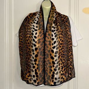 Jones New York leopard‎ print stripe long scarf with gold metallic threads